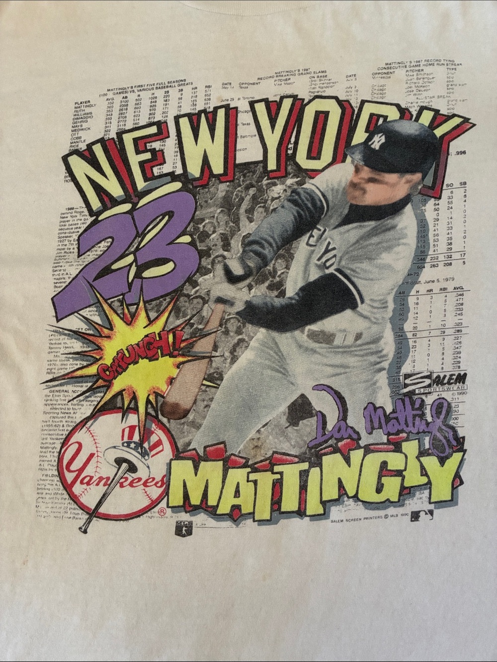 1990 New York Yankees Don Mattingly t-shirt X-Large vtg 90s single stitch tee - Picture 2 of 8
